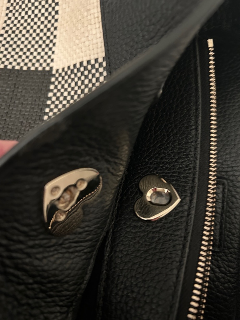 kate spade Marti Black & Cream Check Canvas bucket Bag - Picture 13 of 14